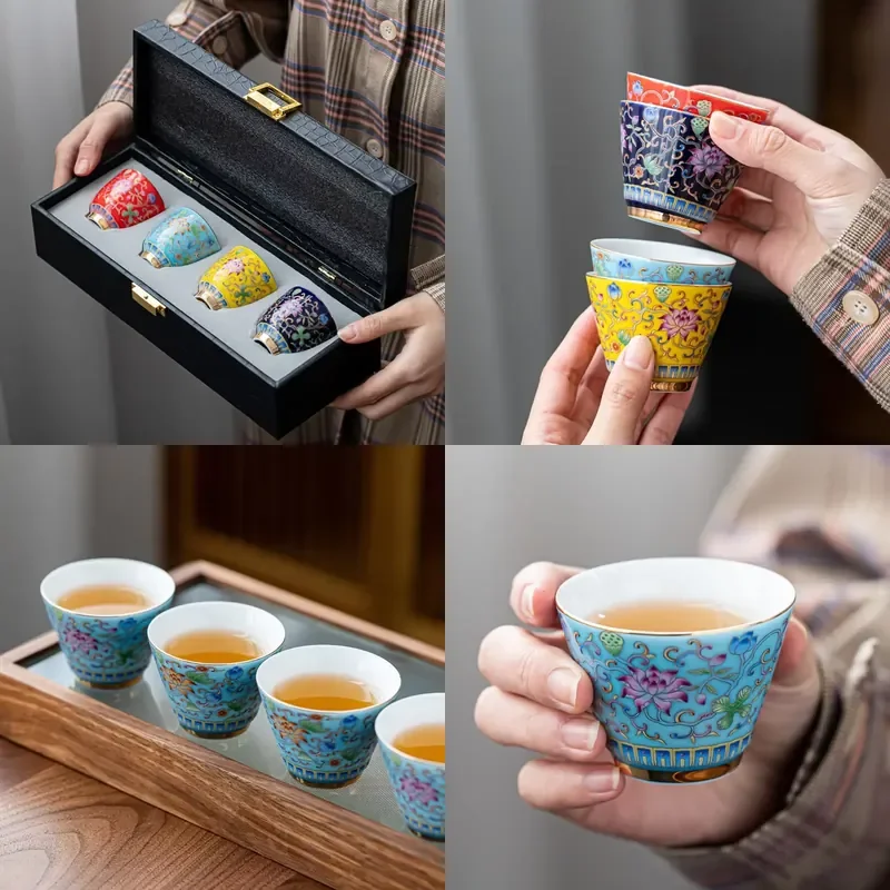 【CHIMU HOME】 Jingdezhen Grilled Flower Kung Fu Cup Gold Style Single Savoring Cup Enamel Ceramic Cup Set
【CHIMU HOME】 Jingdezhen Grilled Flower Kung Fu Cup Gold Style Single Savoring Cup Enamel Ceramic Cup Set
