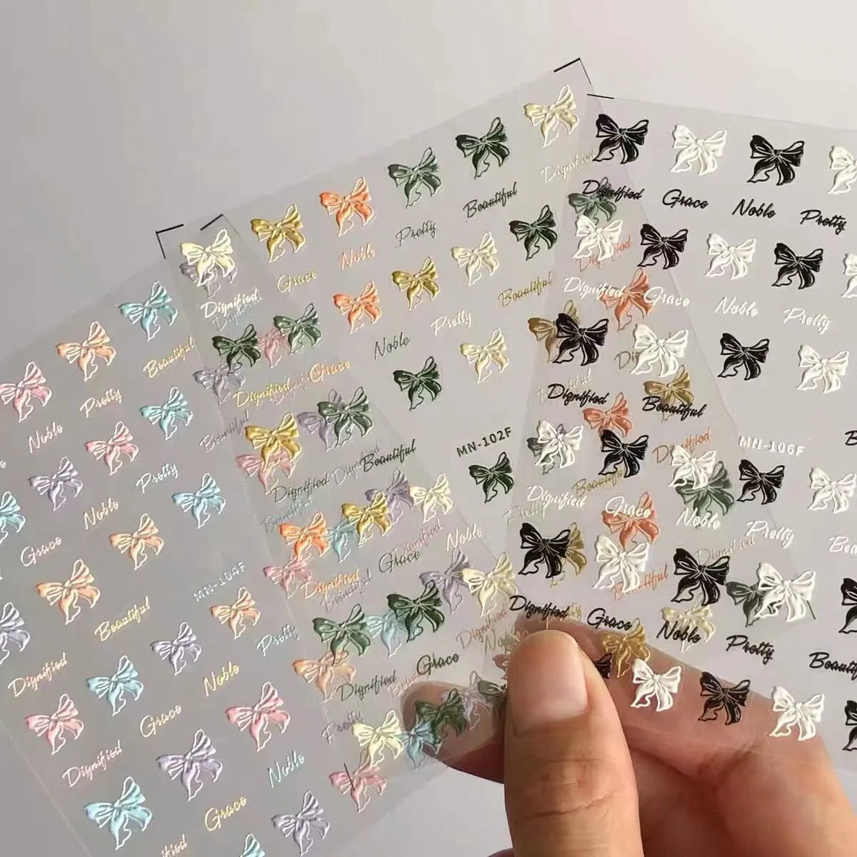Bow Nail Stickers Black White Embossed Runaway Princess Candy Colorful Versatile Self Adhesive Waterproof Premium for Home DIY
Bow Nail Stickers Black White Embossed Runaway Princess Candy Colorful Versatile Self Adhesive Waterproof Premium for Home DIY