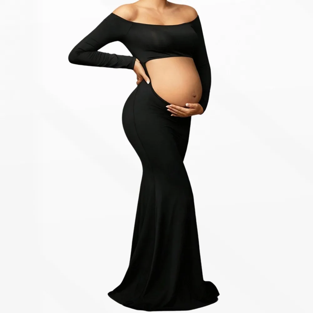One Shoulder Maternity Dress Slim Fit Floor Length Long Sleeve Belly Baring Fashion Solid Color
One Shoulder Maternity Dress Slim Fit Floor Length Long Sleeve Belly Baring Fashion Solid Color