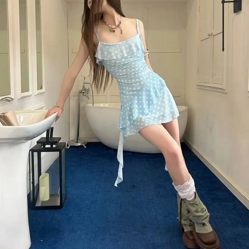 Sweet Polka Dot Slip A-Line Mini Dress Summer Korean Waist Female Clothing Asymmetrical Fashion Ruffles Spliced Hotsweet Dresses
Sweet Polka Dot Slip A-Line Mini Dress Summer Korean Waist Female Clothing Asymmetrical Fashion Ruffles Spliced Hotsweet Dresses