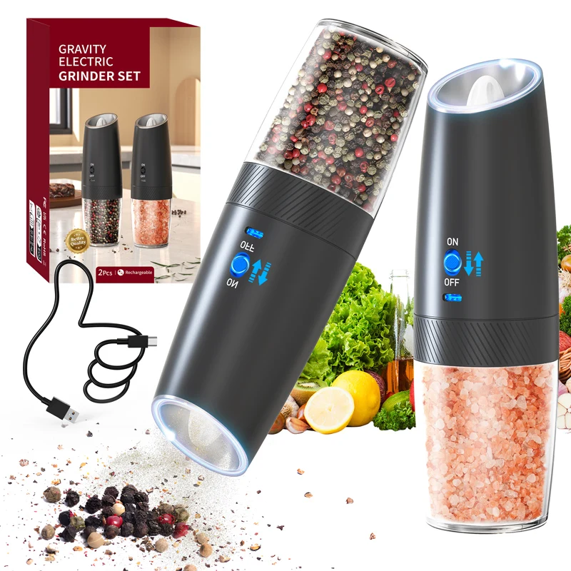 Automatic Pepper Grinder Salt And Pepper Grinder USB Rechargeable Adjustable Coarseness Spice Mill With LED Light Kitchen Tool
Automatic Pepper Grinder Salt And Pepper Grinder USB Rechargeable Adjustable Coarseness Spice Mill With LED Light Kitchen Tool