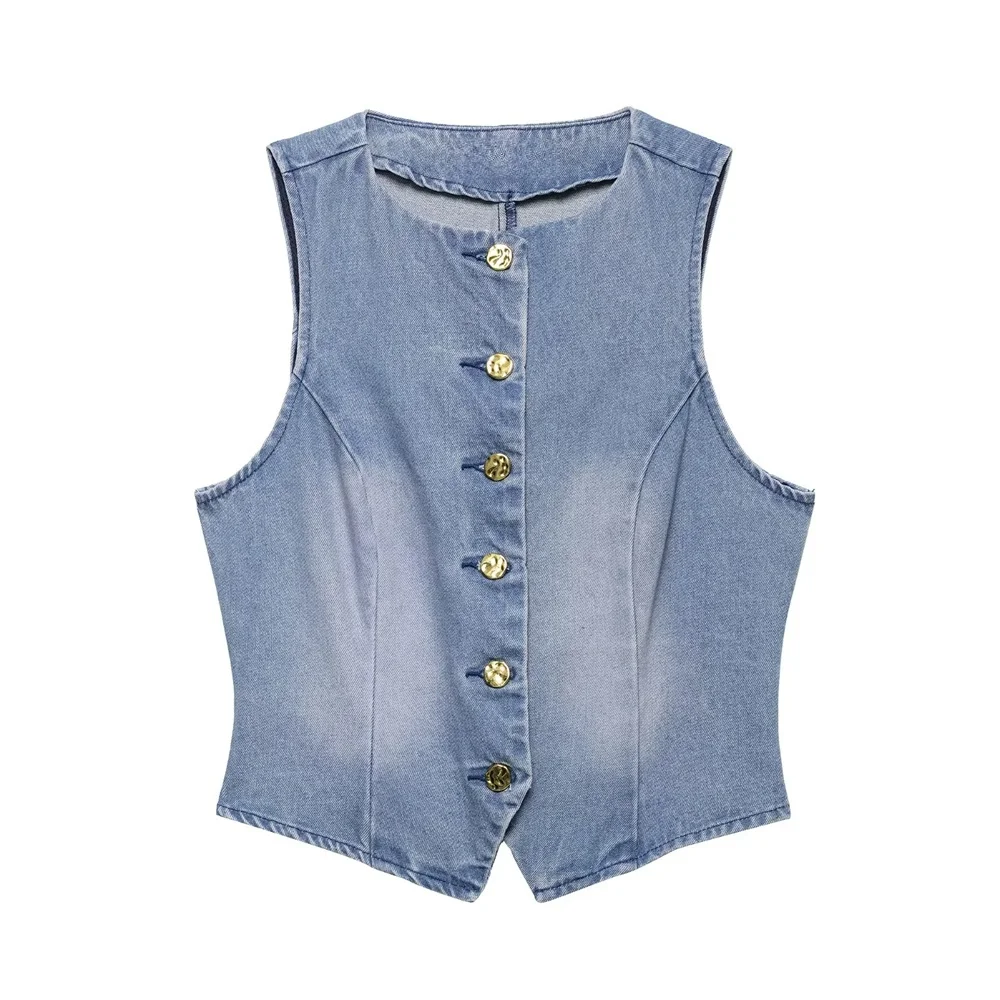 Myst&Za 2025 New Women's Sleeveless Button - down Denim Vest with Slim Fit and Buttons for a Trendy Look
Myst&Za 2025 New Women's Sleeveless Button - down Denim Vest with Slim Fit and Buttons for a Trendy Look