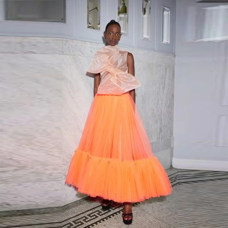Orange Tulle Long Skirts For Lady To Birthday Party Pleated Puffy A-line Long Tulle Skirts Women Formal Wear Party Gowns
Orange Tulle Long Skirts For Lady To Birthday Party Pleated Puffy A-line Long Tulle Skirts Women Formal Wear Party Gowns