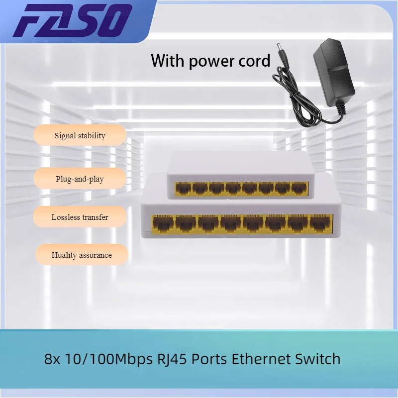 10/100Mbps Network Ethernet Switch 8 port Plastic shell Supports full duplex/half duplex RJ45 MDI/MDIX Suitable for office home 
10/100Mbps Network Ethernet Switch 8 port Plastic shell Supports full duplex/half duplex RJ45 MDI/MDIX Suitable for office home