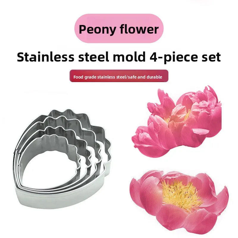 4-Piece Stainless Steel Peony Flower Cutters Set, Food-Grade Fondant & Cookie Embossing Mold for Baking, Clay Craft Tools
4-Piece Stainless Steel Peony Flower Cutters Set, Food-Grade Fondant & Cookie Embossing Mold for Baking, Clay Craft Tools