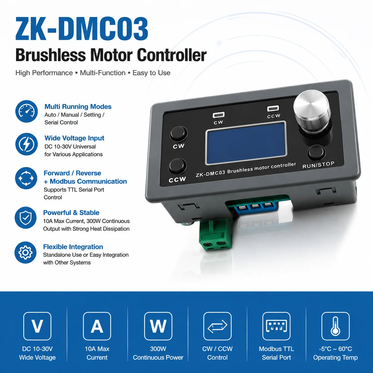DMC03 Brushless Motor Driver 300W High Power Speed Control Forward Reverse Operation for Drone Water Pump Industrial Control
DMC03 Brushless Motor Driver 300W High Power Speed Control Forward Reverse Operation for Drone Water Pump Industrial Control