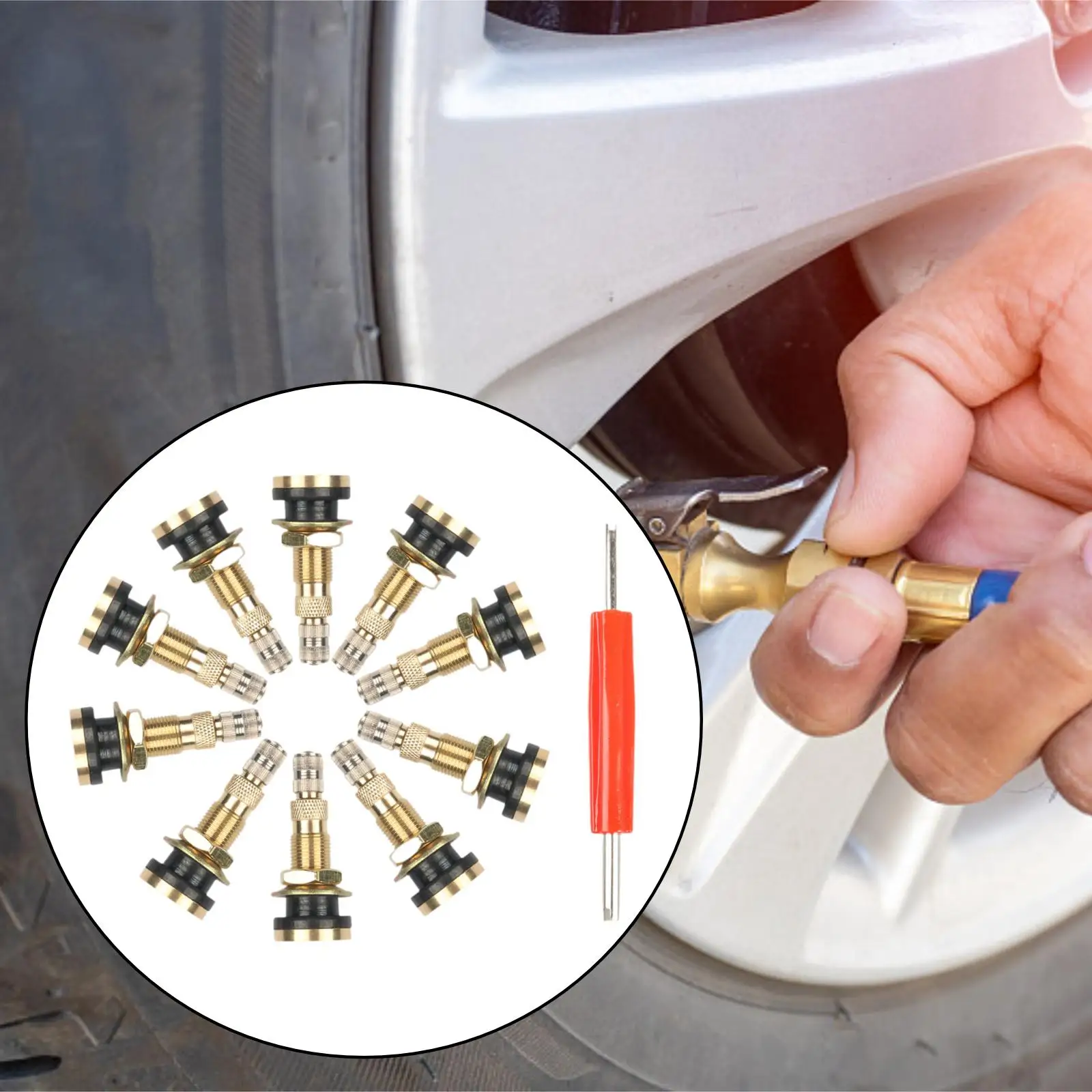 Tubeless Air Liquid Tire Valve Stems Heavy Duty Brass Metal Replacement TR618A with Removal Tool for Agricultural Tractors
Tubeless Air Liquid Tire Valve Stems Heavy Duty Brass Metal Replacement TR618A with Removal Tool for Agricultural Tractors