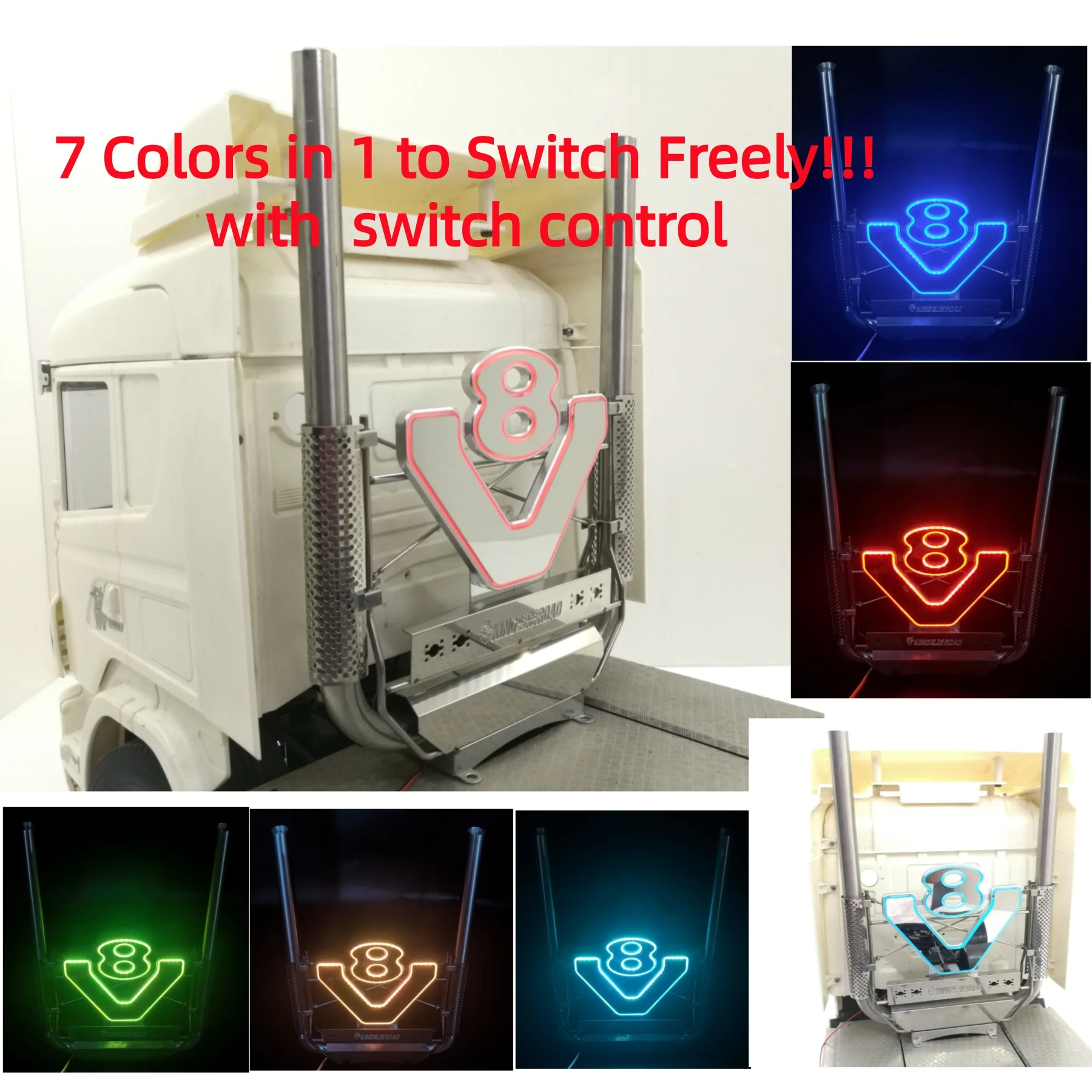 Выхлопная труба с логотипом V8 для радиоуправляемого грузовика Tamiya 1/14 Scania 770s 56379 7 в 1 цвета Выхлопной дымоход 1:14 RC Трактор DIY Запчасти 
Выхлопная труба с логотипом V8 для радиоуправляемого грузовика Tamiya 1/14 Scania 770s 56379 7 в 1 цвета Выхлопной дымоход 1:14 RC Трактор DIY Запчасти