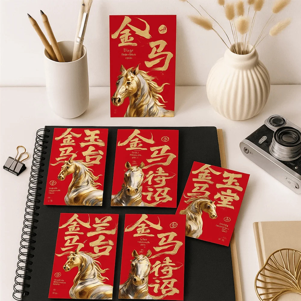 6pcs Chinese 2026 New Year Red Envelope Cartoon Bronzing Horse Year Money Envelope Thickened Blessing Spring Festival Envelope
6pcs Chinese 2026 New Year Red Envelope Cartoon Bronzing Horse Year Money Envelope Thickened Blessing Spring Festival Envelope