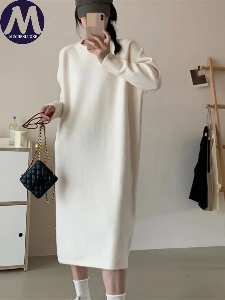 Women's Loose Mid Length Sweater Dresses, O-Neck Knitted Bottom Dress, Elegant and Pretty, Autumn and Winter Fashion, New, 2023
Women's Loose Mid Length Sweater Dresses, O-Neck Knitted Bottom Dress, Elegant and Pretty, Autumn and Winter Fashion, New, 2023