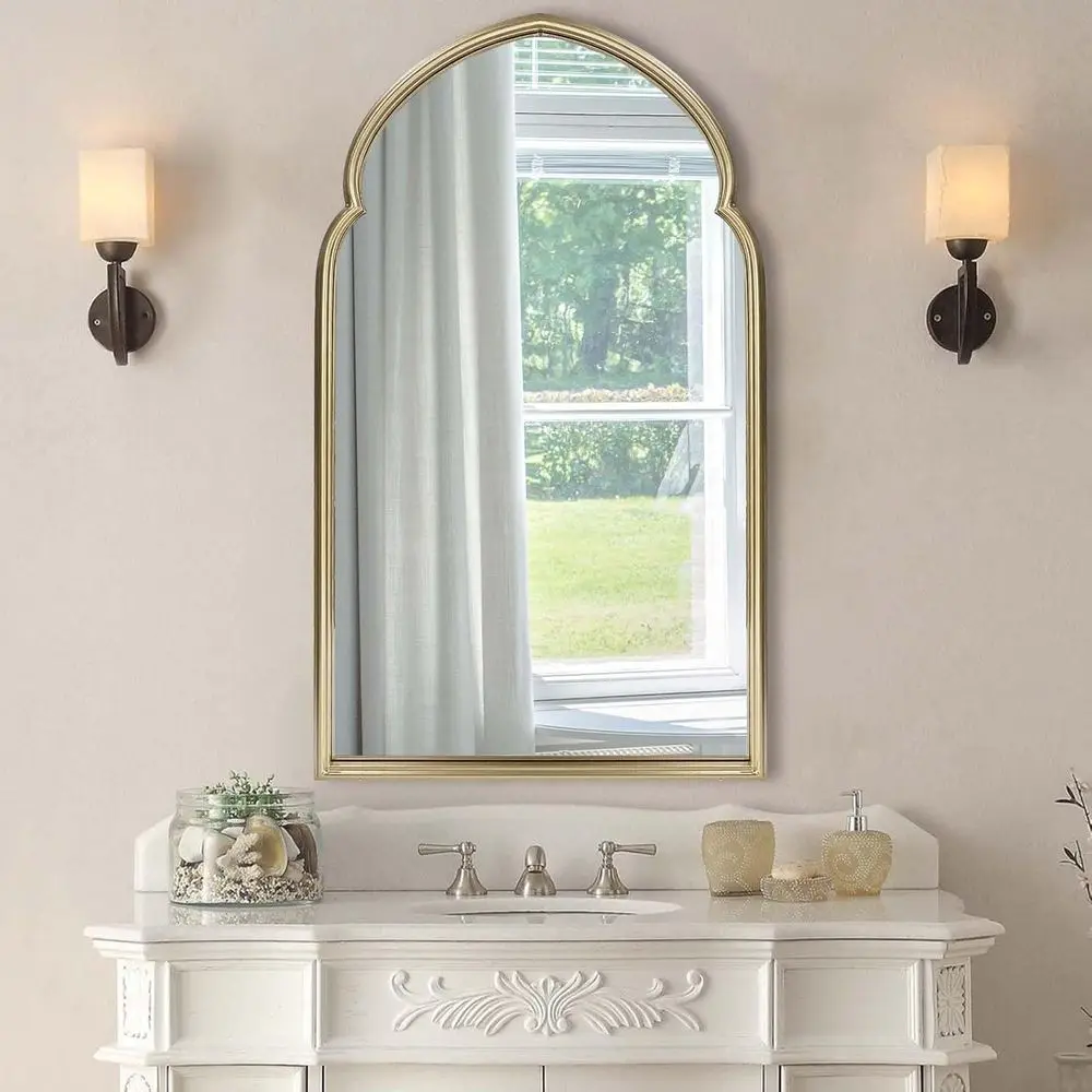 Arched Wall Mirror, Gold Bathroom Mirror, Wall Mounted Decorative Mirror, 38" x 22" ern Art Oblong Mirror or Master Bath Hal Bat
Arched Wall Mirror, Gold Bathroom Mirror, Wall Mounted Decorative Mirror, 38" x 22" ern Art Oblong Mirror or Master Bath Hal Bat