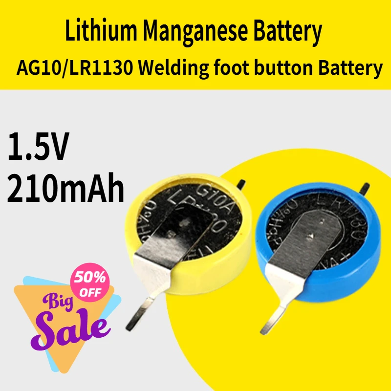 AG10/LR1130 Lithium Manganese Battery 1.5V 210mAh Welding Foot Button Battery for Toys, Motherboards Batteries Color Random
AG10/LR1130 Lithium Manganese Battery 1.5V 210mAh Welding Foot Button Battery for Toys, Motherboards Batteries Color Random