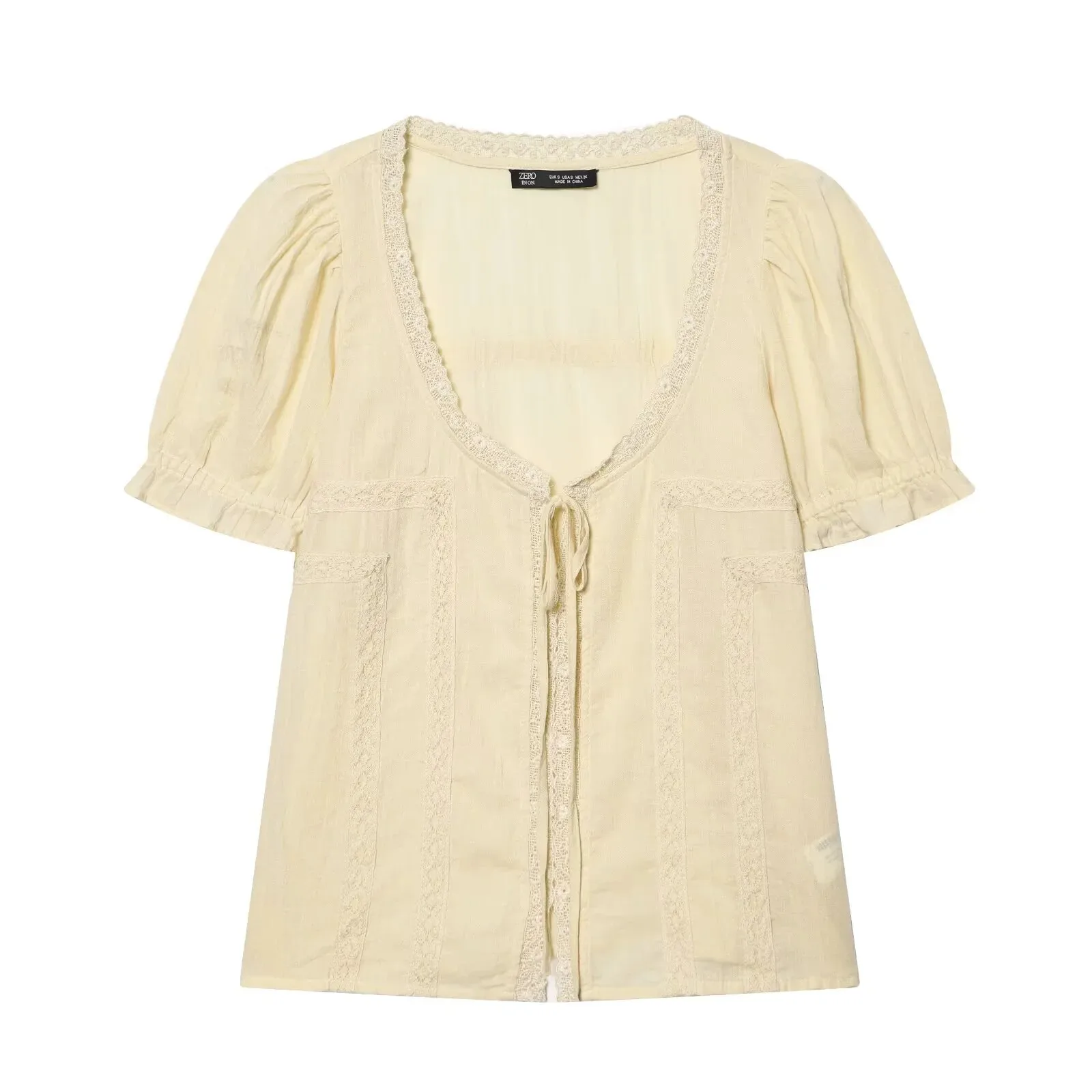 European and American 2026 spring new women's casual and versatile simple V-neck puff sleeve embroidered tulle shirt
European and American 2026 spring new women's casual and versatile simple V-neck puff sleeve embroidered tulle shirt