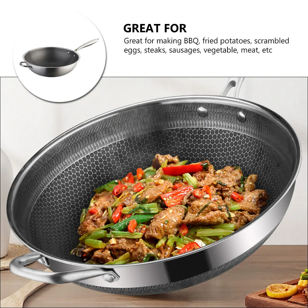 Stainless Steel Wok 32cm Honeycomb Non Stick Fry Pan for BBQ Steak Eggs Kitchen Cookware Easy Clean Stir Fry Griddle Pan
Stainless Steel Wok 32cm Honeycomb Non Stick Fry Pan for BBQ Steak Eggs Kitchen Cookware Easy Clean Stir Fry Griddle Pan
