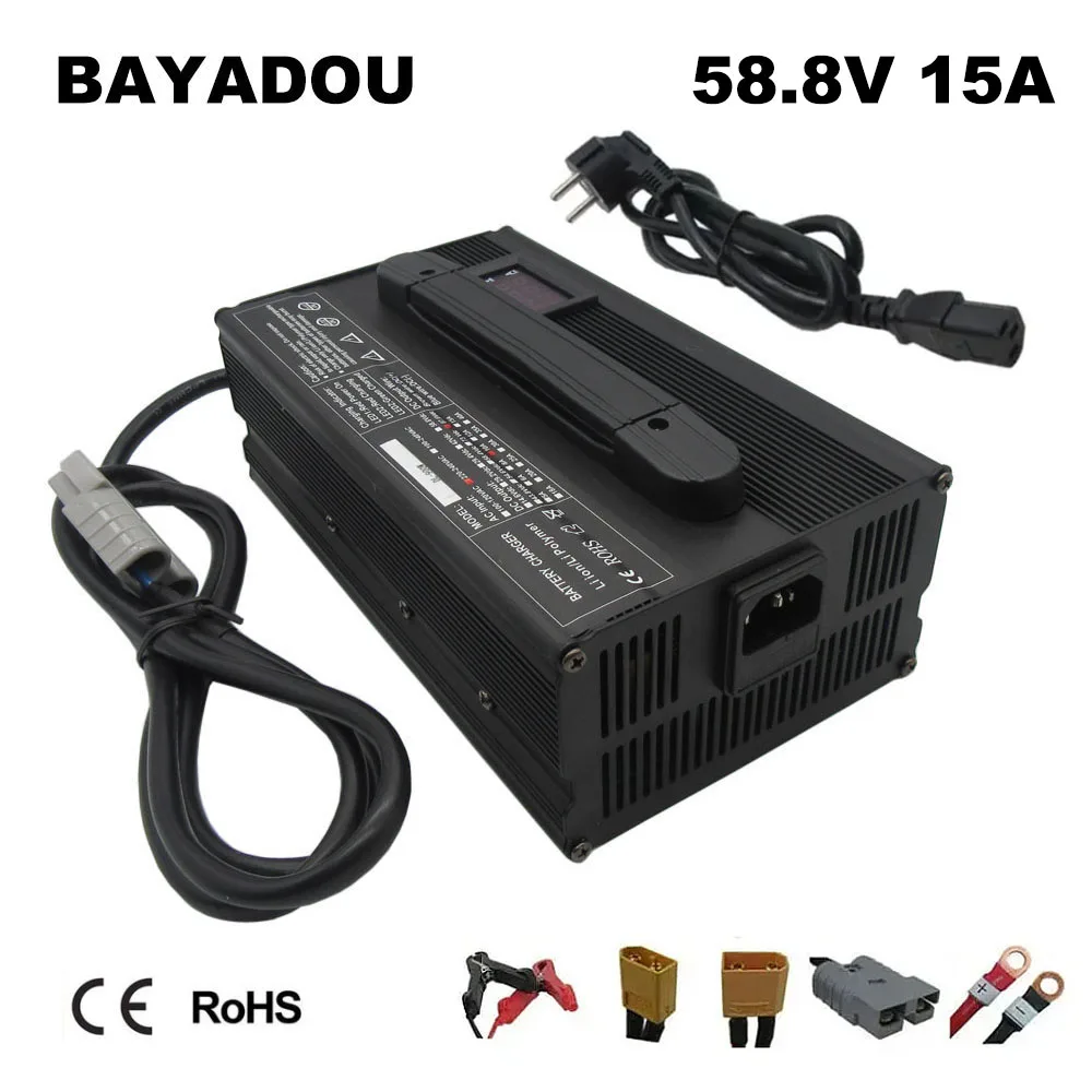 58.8V 52V 15A Lithium Fast Charger 900W 14S 51.8V Li-ion Forklift Sweeper RV Golf Cart Battery Charger SB50 XT60 XT90 Connector
58.8V 52V 15A Lithium Fast Charger 900W 14S 51.8V Li-ion Forklift Sweeper RV Golf Cart Battery Charger SB50 XT60 XT90 Connector