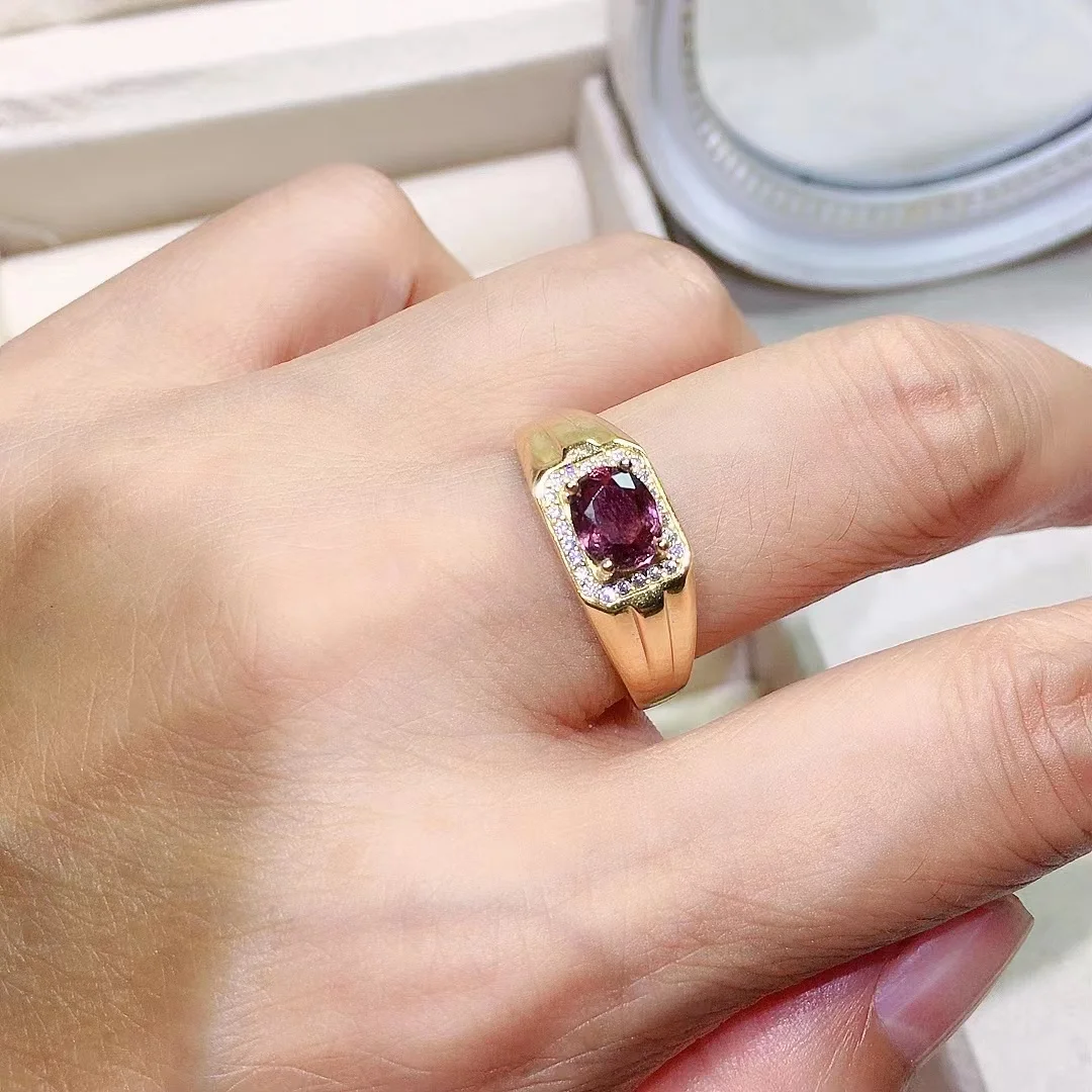 0.7ct Natural Pyrope Garnet Ring for Man 5mm*7mm VVS Grade Garnet Man Ring 3 Layer 18K Yellow Gold Plating Man Jewelry
0.7ct Natural Pyrope Garnet Ring for Man 5mm*7mm VVS Grade Garnet Man Ring 3 Layer 18K Yellow Gold Plating Man Jewelry