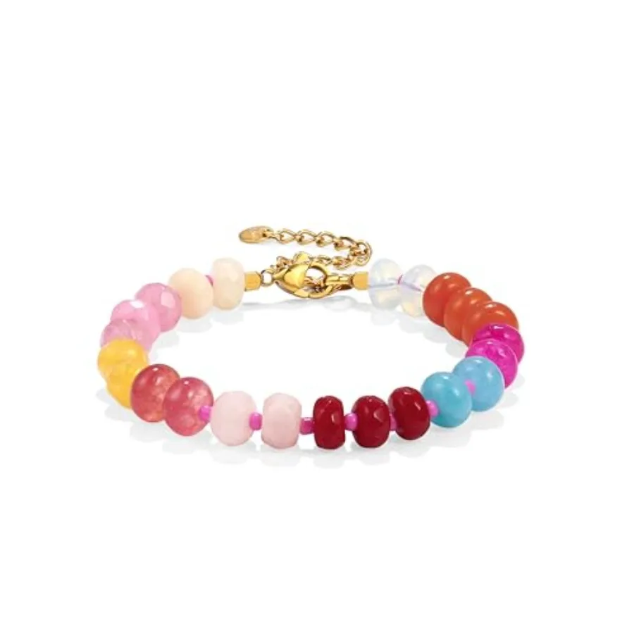 Gemstone Beaded Bracelet for Women Colorful Natural Stone Freshwater Pearl Surfer Beach Rainbow Bracelet Jewelry Gift
Gemstone Beaded Bracelet for Women Colorful Natural Stone Freshwater Pearl Surfer Beach Rainbow Bracelet Jewelry Gift