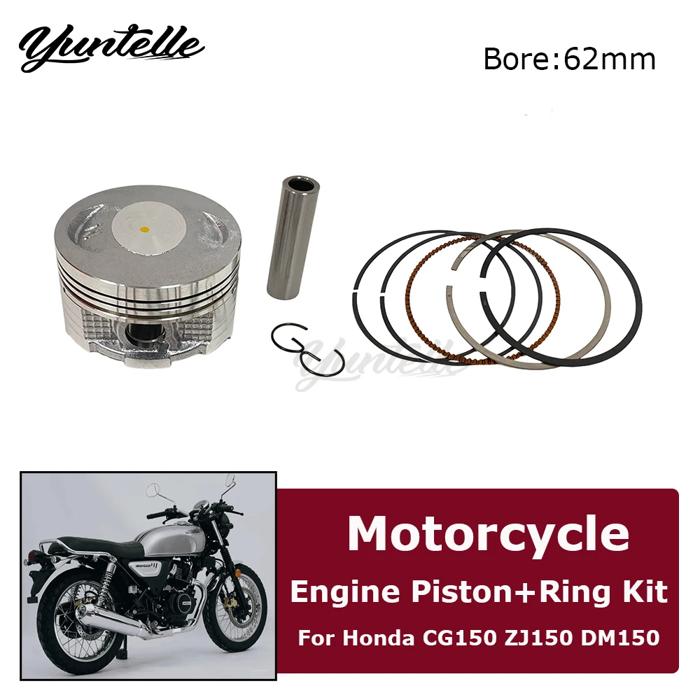 STD 62mm Bore Engine Piston With Ring Kit Assembly For Honda CG150 ZJ150 DM150 ZJ125 150cc Motorcycle Accessories Pin 13mm
STD 62mm Bore Engine Piston With Ring Kit Assembly For Honda CG150 ZJ150 DM150 ZJ125 150cc Motorcycle Accessories Pin 13mm