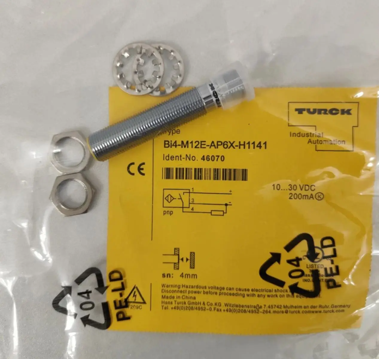 Inductive Sensor BI4-M12-AP6X-H1141 46070
Inductive Sensor BI4-M12-AP6X-H1141 46070