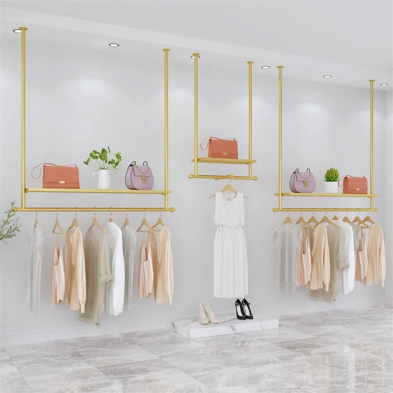 Simple clothing store display rack wall hanger men's and women's clothes shelf wedding dress ceiling hanging hanger
Simple clothing store display rack wall hanger men's and women's clothes shelf wedding dress ceiling hanging hanger