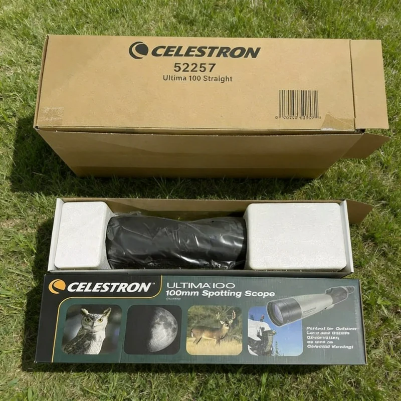 Телескоп-рефрактор Celestron ULTIMA100 с прямым углом обзора, 22-66x100 мм, с многослойным покрытием, для наблюдения за птицами, охоты и путешествий
Телескоп-рефрактор Celestron ULTIMA100 с прямым углом обзора, 22-66x100 мм, с многослойным покрытием, для наблюдения за птицами, охоты и путешествий