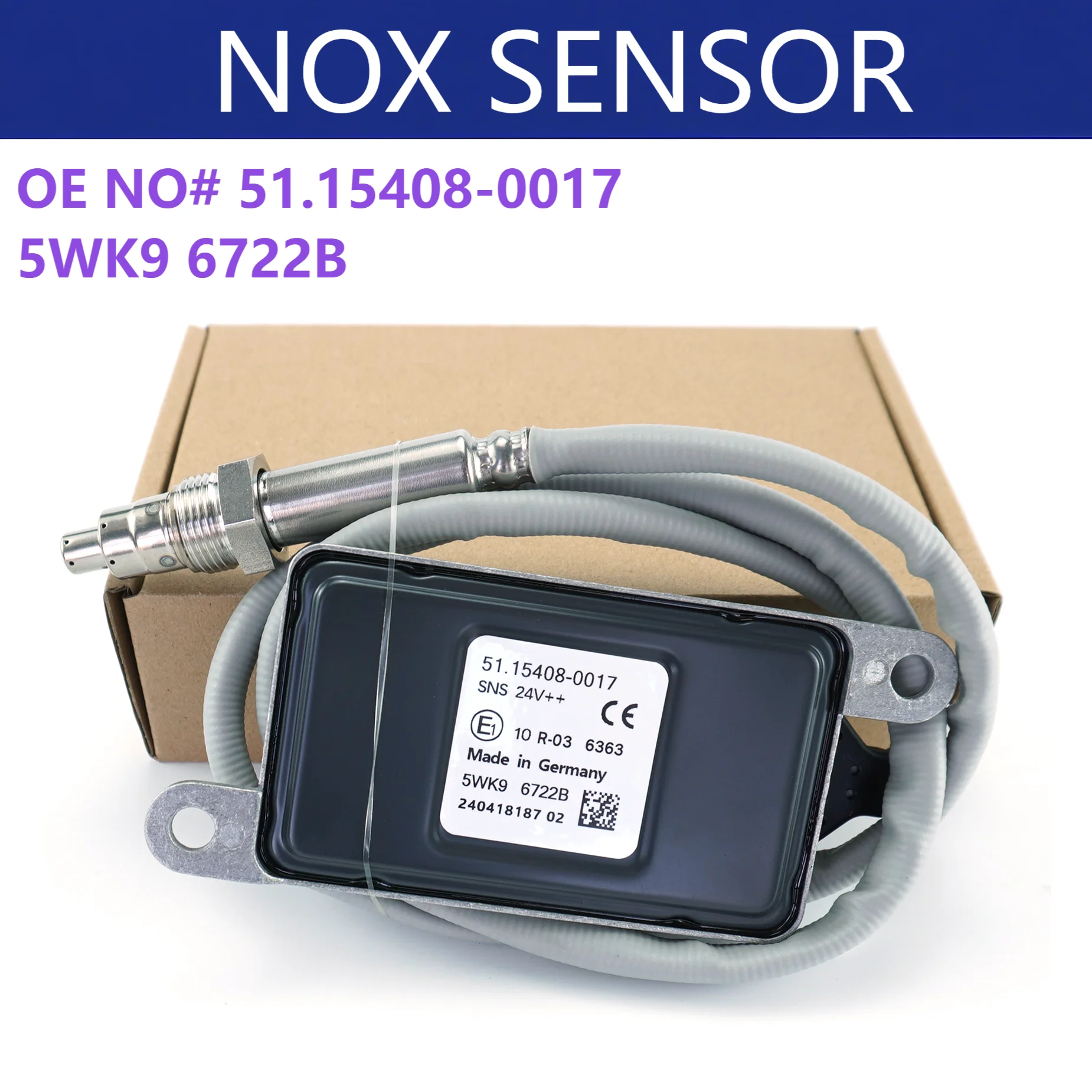 5WK96722B 51.15408-0017 5WK9 6722B 51154080017 24V Original New Nitrogen Oxygen NOx Sensor 24V For MAN Truck 24V
5WK96722B 51.15408-0017 5WK9 6722B 51154080017 24V Original New Nitrogen Oxygen NOx Sensor 24V For MAN Truck 24V