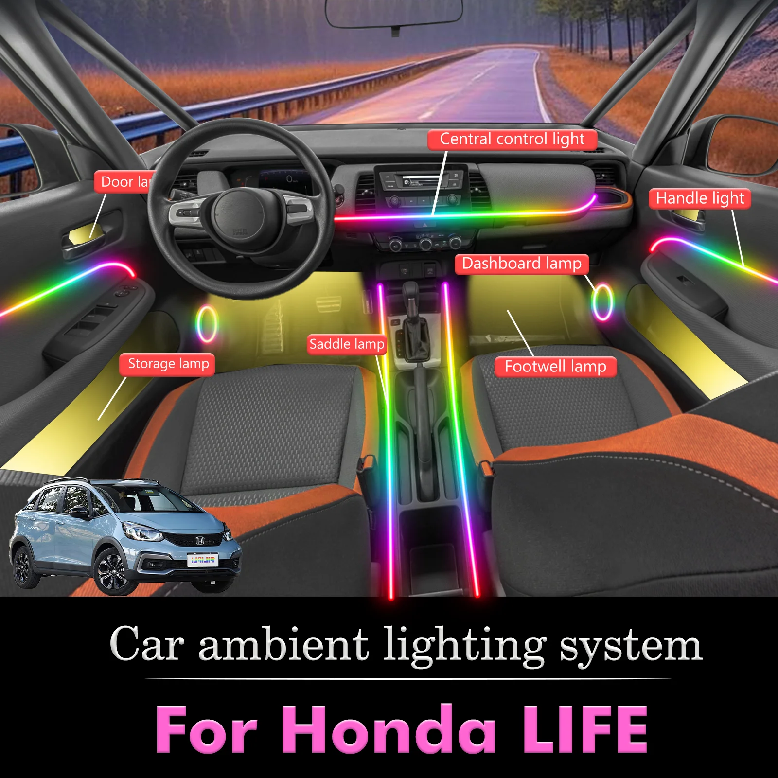For Honda LIFE RGB 64 Colors LED Car Interior Ambient Light Smart Remote Control Rainbow Acrylic Strip Set
For Honda LIFE RGB 64 Colors LED Car Interior Ambient Light Smart Remote Control Rainbow Acrylic Strip Set
