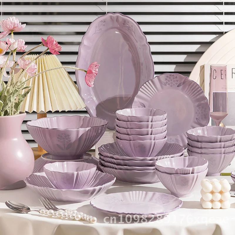 High-End Purple Porcelain Tableware Set for Women Heart-Shaped Bowl And Plate Modern Minimalist Style Household Wedding Gift
High-End Purple Porcelain Tableware Set for Women Heart-Shaped Bowl And Plate Modern Minimalist Style Household Wedding Gift