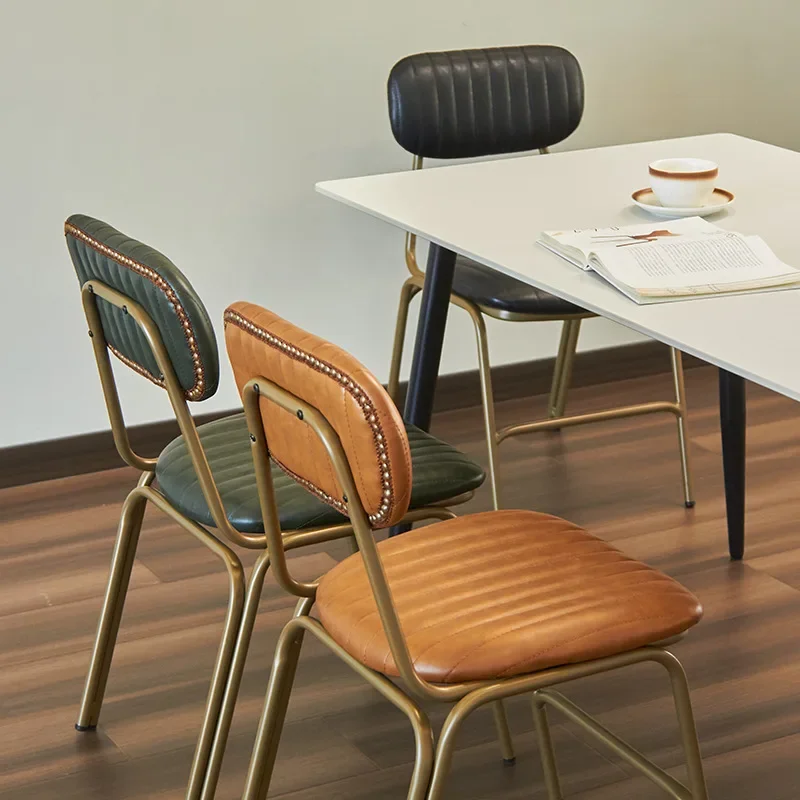 Retro wrought iron leather dining chair American industrial style backrest home dining table
Retro wrought iron leather dining chair American industrial style backrest home dining table