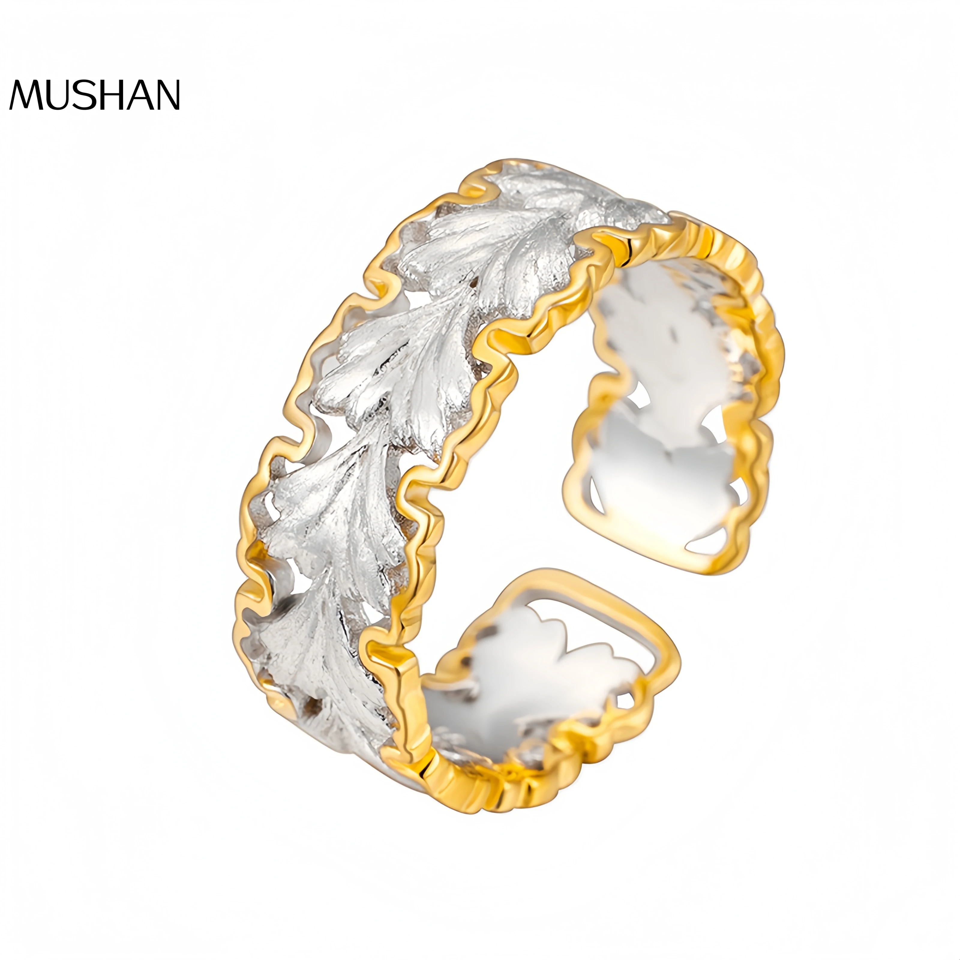 MuShan Luxury Brand Apricot Leaf Retro Brushed Adjustable Ring Brushed Gold 925 Sterling Silver 18k Gold Plated Rings Jewelry
MuShan Luxury Brand Apricot Leaf Retro Brushed Adjustable Ring Brushed Gold 925 Sterling Silver 18k Gold Plated Rings Jewelry