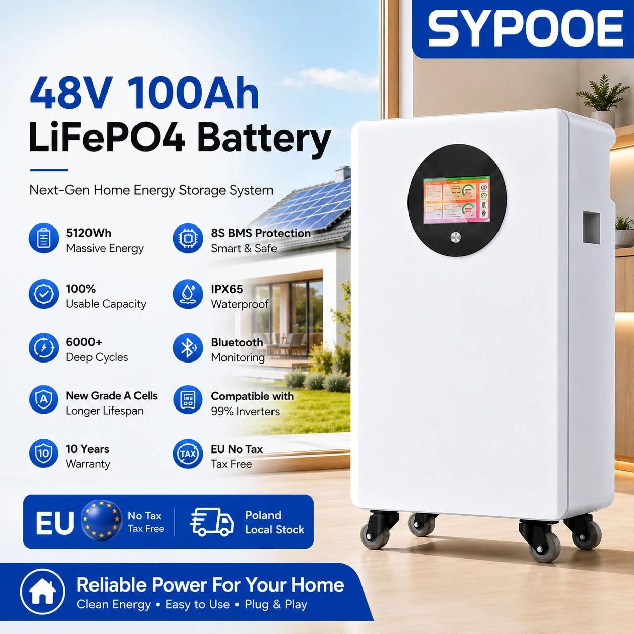 EU Stock 48V 100Ah LiFePO4 Battery Pack Active Equalizer Bluetooth BMS 300Ah 51.2V Lithium 6000 Cycle Solar Home Energy Storage
EU Stock 48V 100Ah LiFePO4 Battery Pack Active Equalizer Bluetooth BMS 300Ah 51.2V Lithium 6000 Cycle Solar Home Energy Storage