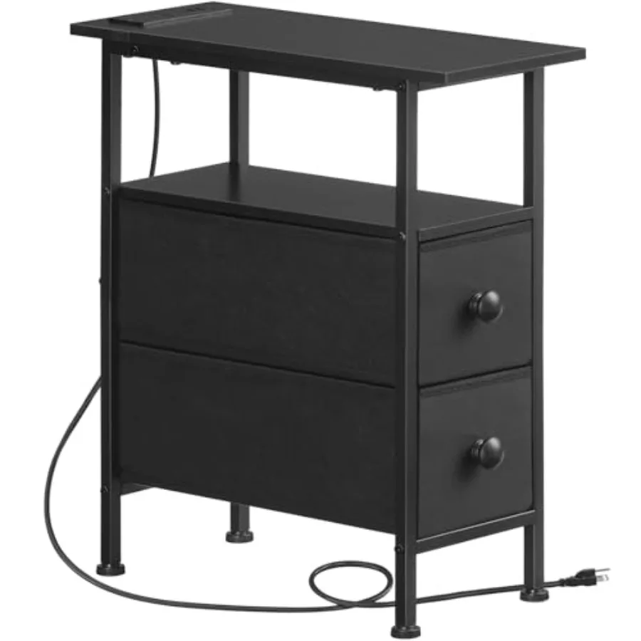 End Table with Charging Station Narrow Side Table with 2 Fabric Drawers Skinny Nightstand with Storage Slim Bedside Table for B
End Table with Charging Station Narrow Side Table with 2 Fabric Drawers Skinny Nightstand with Storage Slim Bedside Table for B