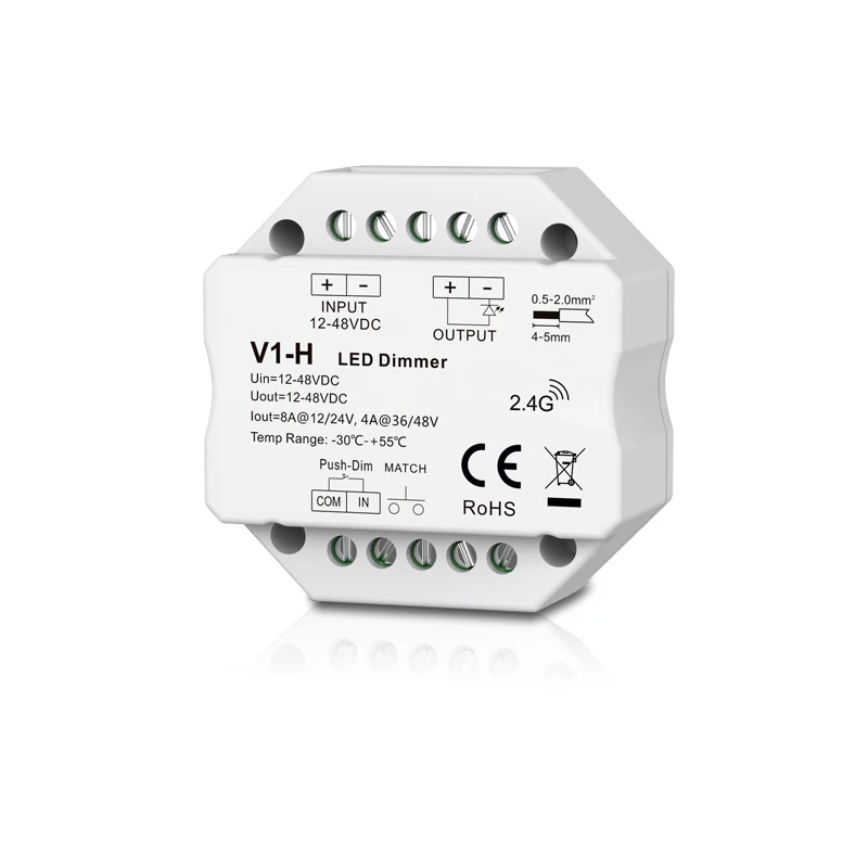 Skydance Single Color LED strip Dimmer V1-H Step-less dimming/Push Dim monochrome tape Controller 12V 24V R1 Wireless remote
Skydance Single Color LED strip Dimmer V1-H Step-less dimming/Push Dim monochrome tape Controller 12V 24V R1 Wireless remote