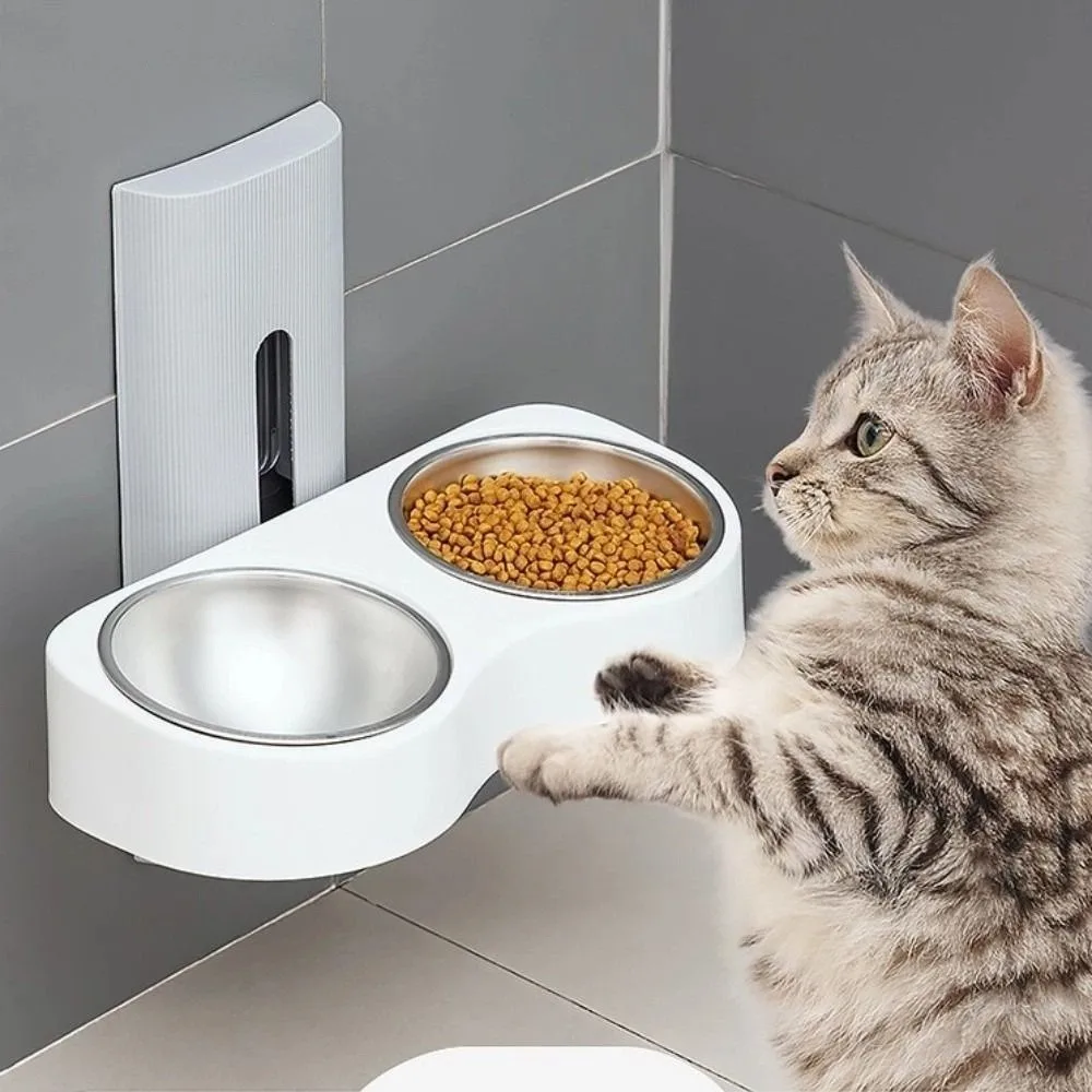 Wall Mounted Cats Watering Bowl Double Bowl Space Saving Dog Eatting Bowl Height Adjustable Plastic Pet Feeding Bowl 
Wall Mounted Cats Watering Bowl Double Bowl Space Saving Dog Eatting Bowl Height Adjustable Plastic Pet Feeding Bowl