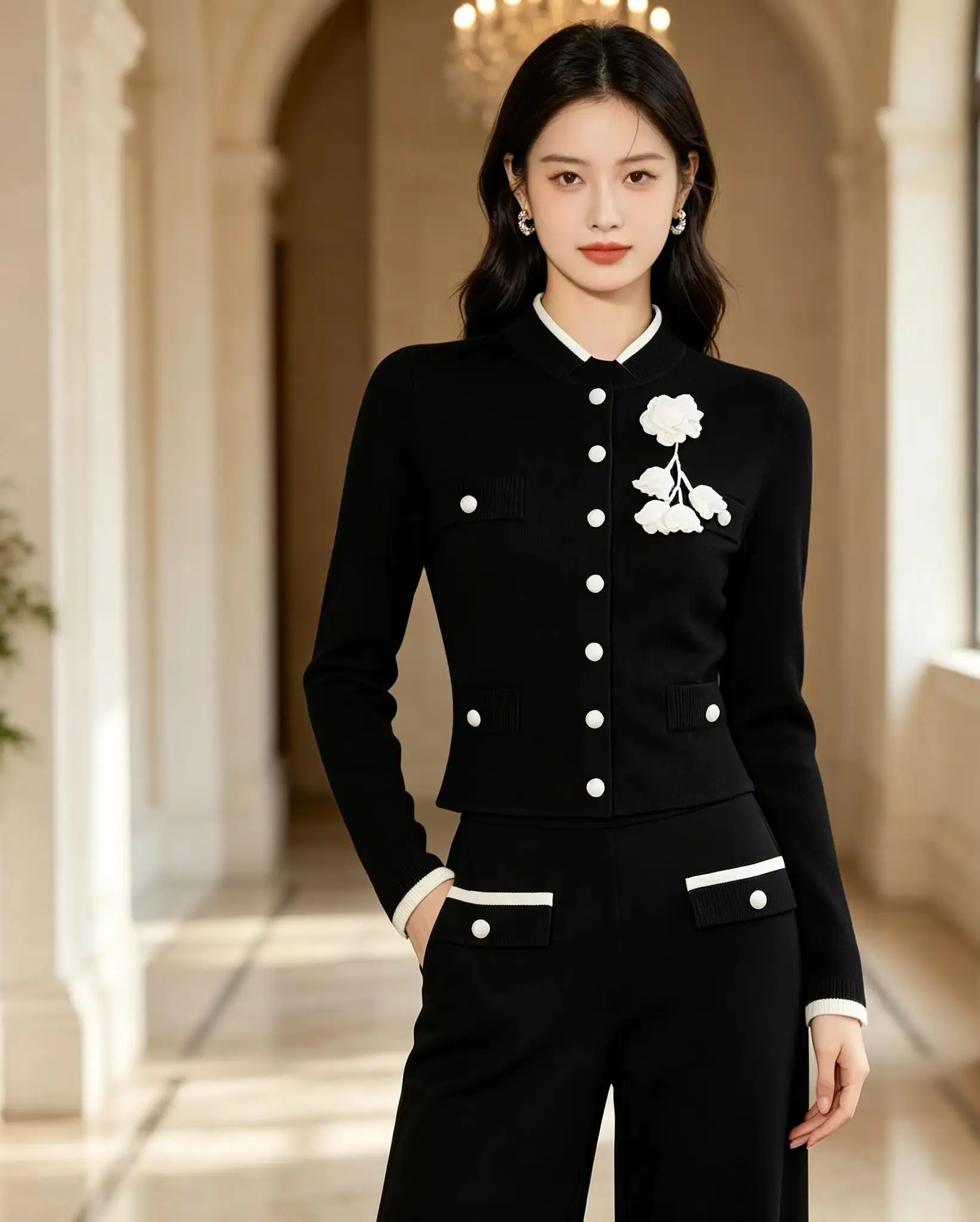 High Quality Spring And Autumn New Heavy Industry Elastic Knitted Three-dimensional Flower Top Cardigan+pants Women's Suit
High Quality Spring And Autumn New Heavy Industry Elastic Knitted Three-dimensional Flower Top Cardigan+pants Women's Suit