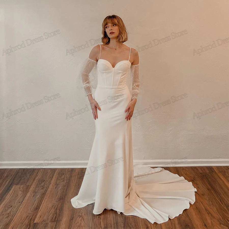 Simple Wedding Dresses Modern Bridal Gowns Spaghetti Straps Robes For Formal Party Satin Mermaid Vestidos De Novia Customized
Simple Wedding Dresses Modern Bridal Gowns Spaghetti Straps Robes For Formal Party Satin Mermaid Vestidos De Novia Customized