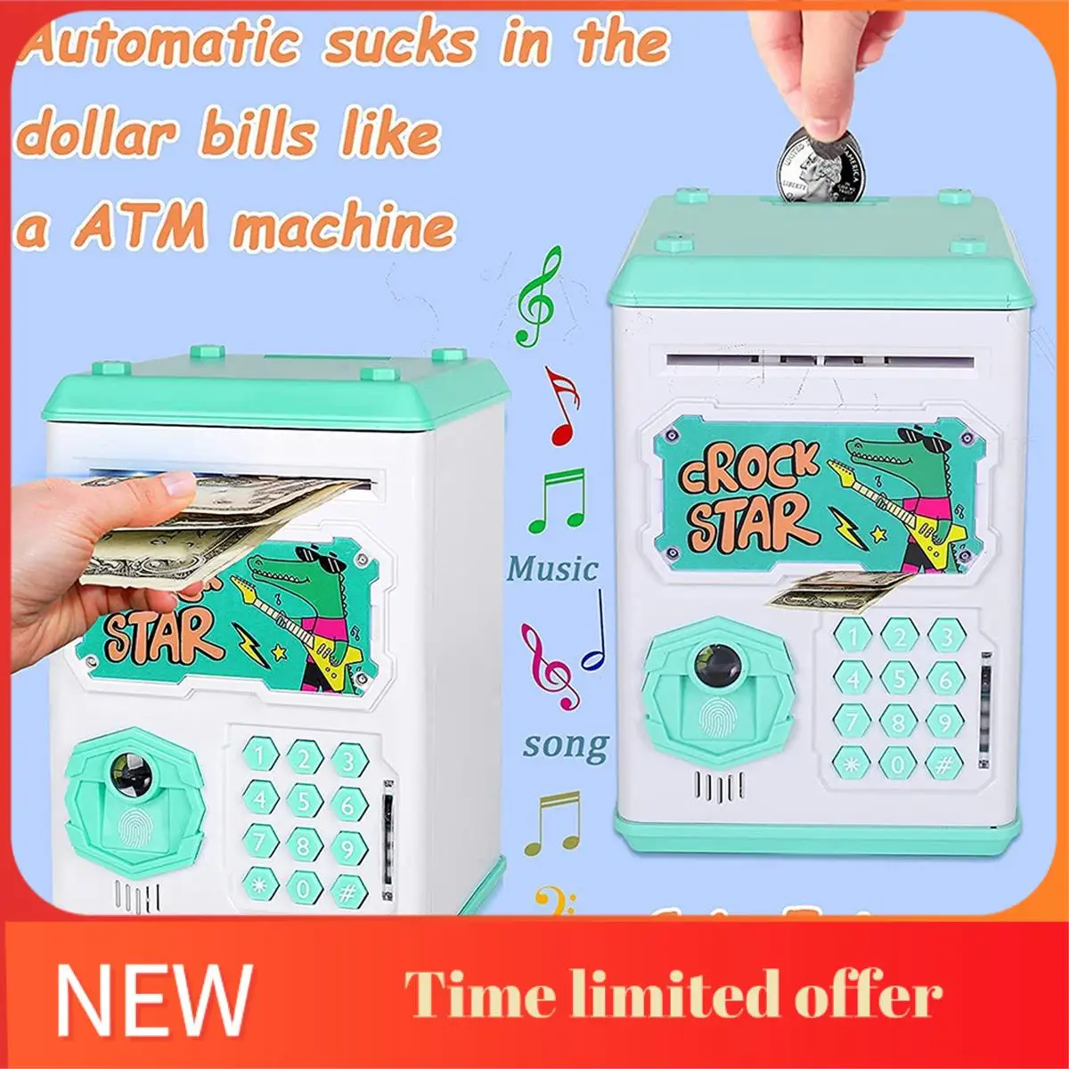 A42T-электронная копилка, банка для монет с паролем ATM для детей, имитация лица, отпечаток пальца, автоматическая прокрутка бумаги, копилка для монет
A42T-электронная копилка, банка для монет с паролем ATM для детей, имитация лица, отпечаток пальца, автоматическая прокрутка бумаги, копилка для монет