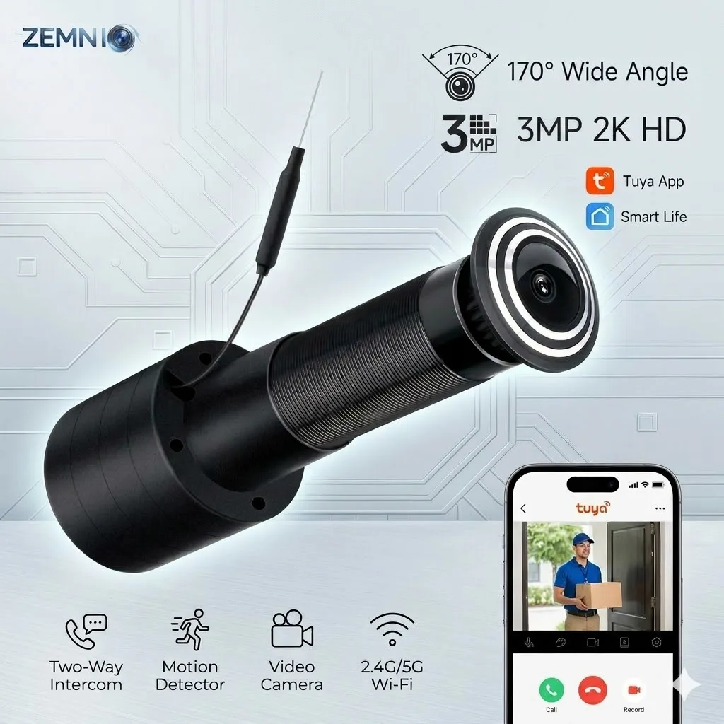 Video Door Viewer, 3MP 2K WiFi Peephole Camera, 170° Wide Angle, Two-Way Intercom & Record, Smart Life, Include EU/US/UK/AU Plug
Video Door Viewer, 3MP 2K WiFi Peephole Camera, 170° Wide Angle, Two-Way Intercom & Record, Smart Life, Include EU/US/UK/AU Plug