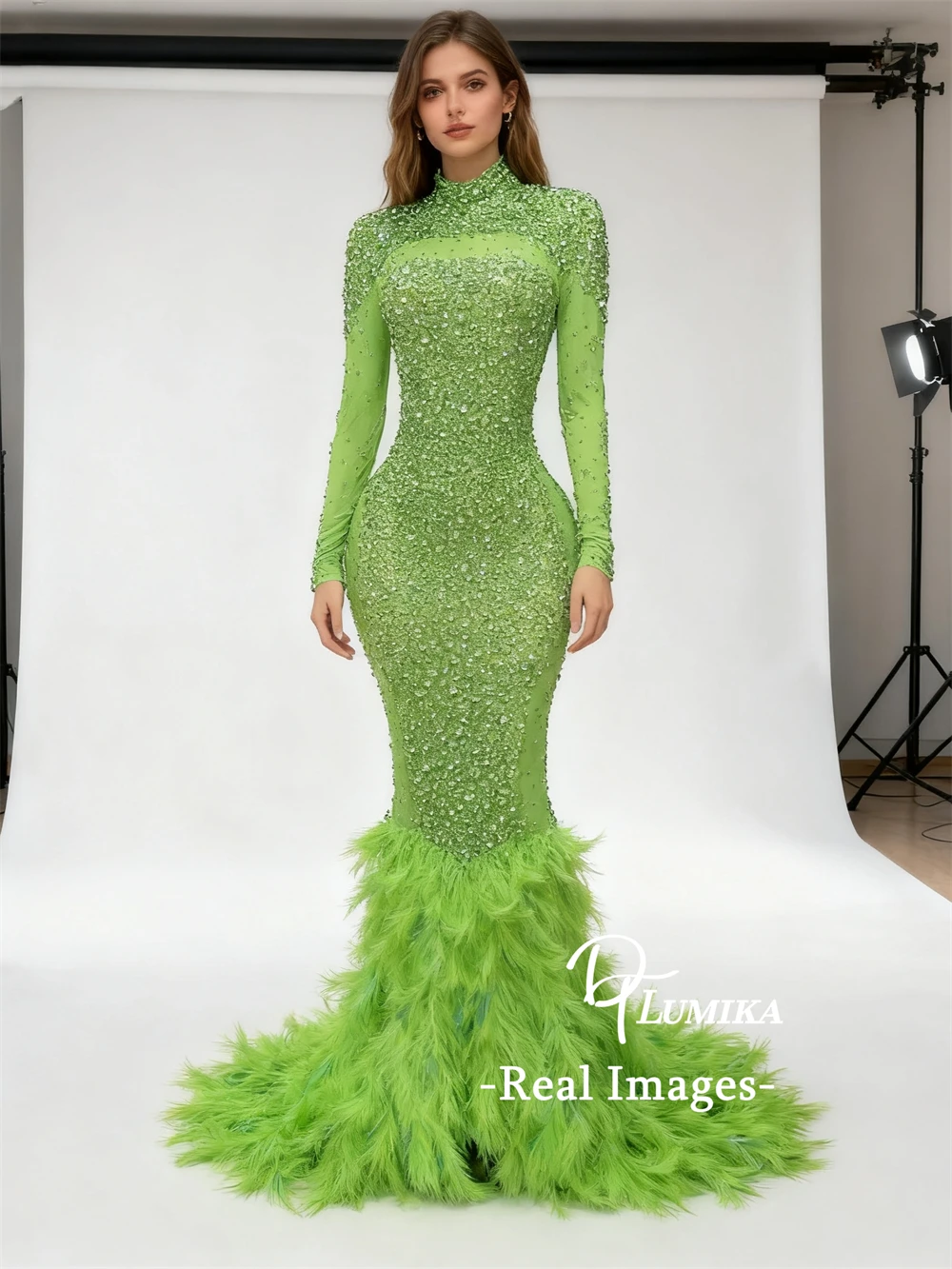 DTLumika Luxury Crystals Maxi Dress, Feathers Mermaid Formal Dresses with Real Images Long Party Gowns High Neck Pageant Gowns
DTLumika Luxury Crystals Maxi Dress, Feathers Mermaid Formal Dresses with Real Images Long Party Gowns High Neck Pageant Gowns