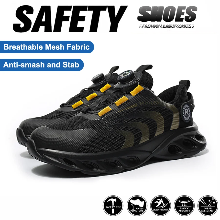 RotatingRotating Button Safety Shoes Man Steel Toe Work Shoes for Men Indestructible Lightweight Work Shoes Breathable Sneaker
RotatingRotating Button Safety Shoes Man Steel Toe Work Shoes for Men Indestructible Lightweight Work Shoes Breathable Sneaker