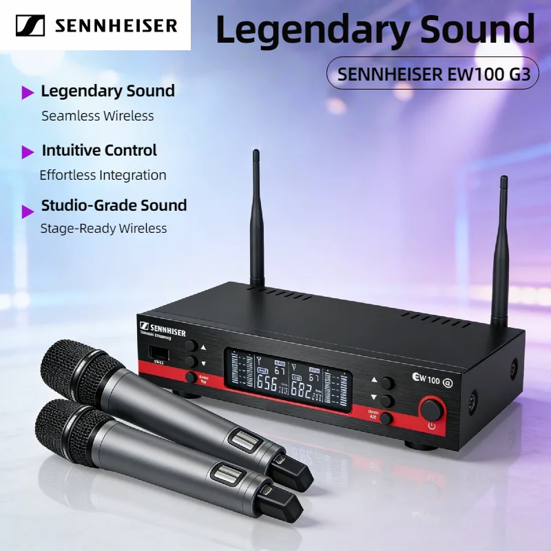 Высококачественная беспроводная микрофонная система Sennheiser EW100 G3 с двумя микрофонами UHF 600-699 МГц, металлические ручные микрофоны для сцены, концертов и караоке.
Высококачественная беспроводная микрофонная система Sennheiser EW100 G3 с двумя микрофонами UHF 600-699 МГц, металлические ручные микрофоны для сцены, концертов и караоке.