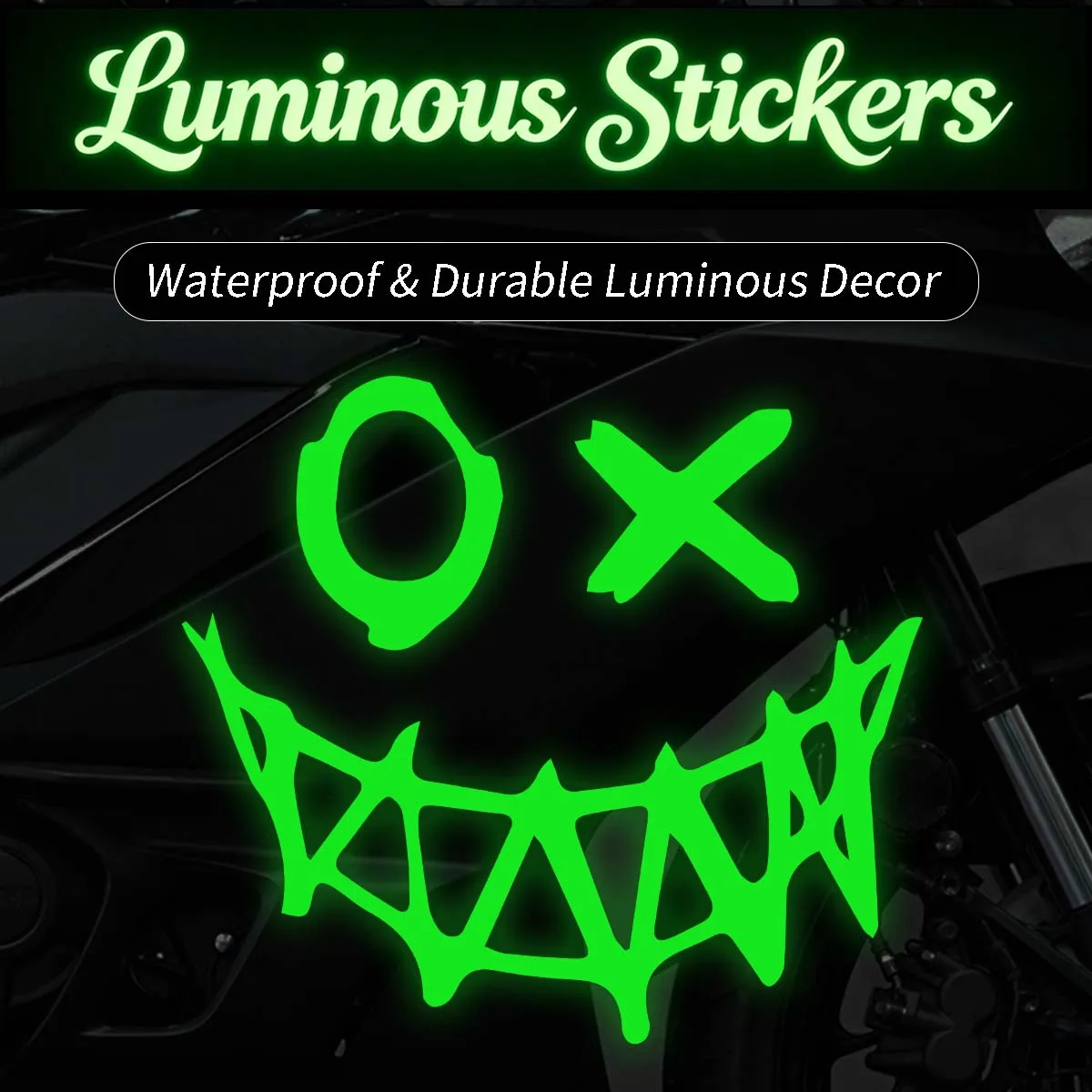 Personality Evil Grin luminous Motorcycle Stickers Moto Bike Helmet Side Box Body Car Laptop Decorative Vinyl Accessories Decals
Personality Evil Grin luminous Motorcycle Stickers Moto Bike Helmet Side Box Body Car Laptop Decorative Vinyl Accessories Decals