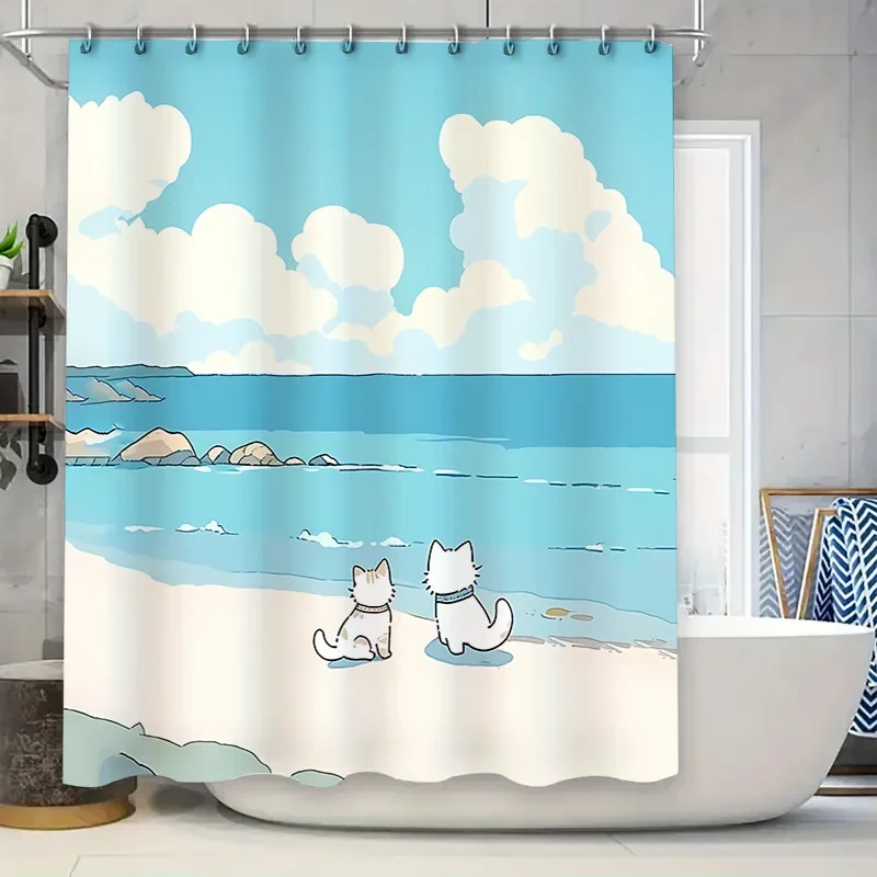 Занавеска для душа Cute Cats by the Sea — идеально подходит для вашей ванной, эстетика и комфорта, водонепроницаемая, прочная, с нержавеющими крючками
Занавеска для душа Cute Cats by the Sea — идеально подходит для вашей ванной, эстетика и комфорта, водонепроницаемая, прочная, с нержавеющими крючками 