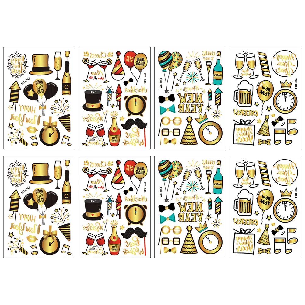 New Year Tattoo Stickers Waterproof Body Decals Kids Bronzing Balloon Decorations Temporary Tattoos Stickers Easy Remove Long
New Year Tattoo Stickers Waterproof Body Decals Kids Bronzing Balloon Decorations Temporary Tattoos Stickers Easy Remove Long