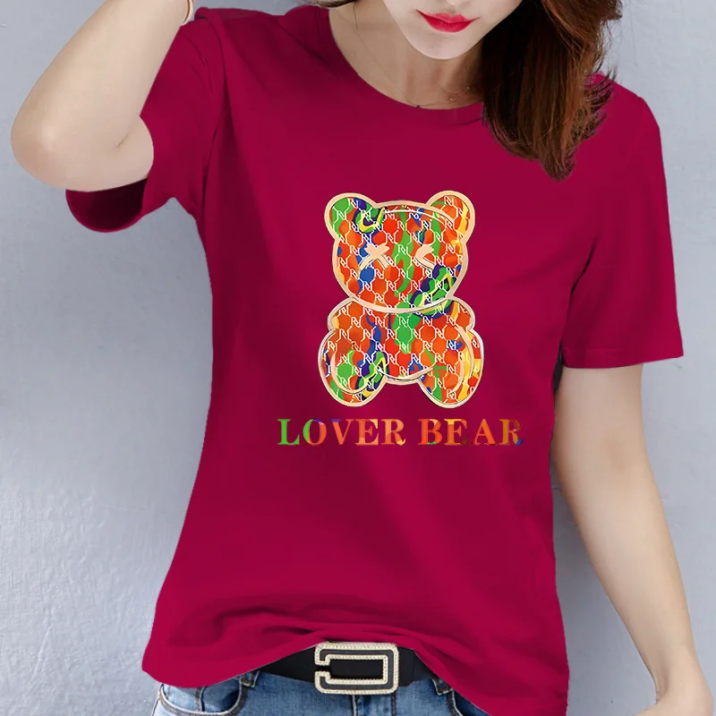 Women's LOVER BEAR Pattern Printed Round Neck Short-sleeved Casual Fashion T-shirt Boom Graphic Tshirts Aesthetic Clothes
Women's LOVER BEAR Pattern Printed Round Neck Short-sleeved Casual Fashion T-shirt Boom Graphic Tshirts Aesthetic Clothes