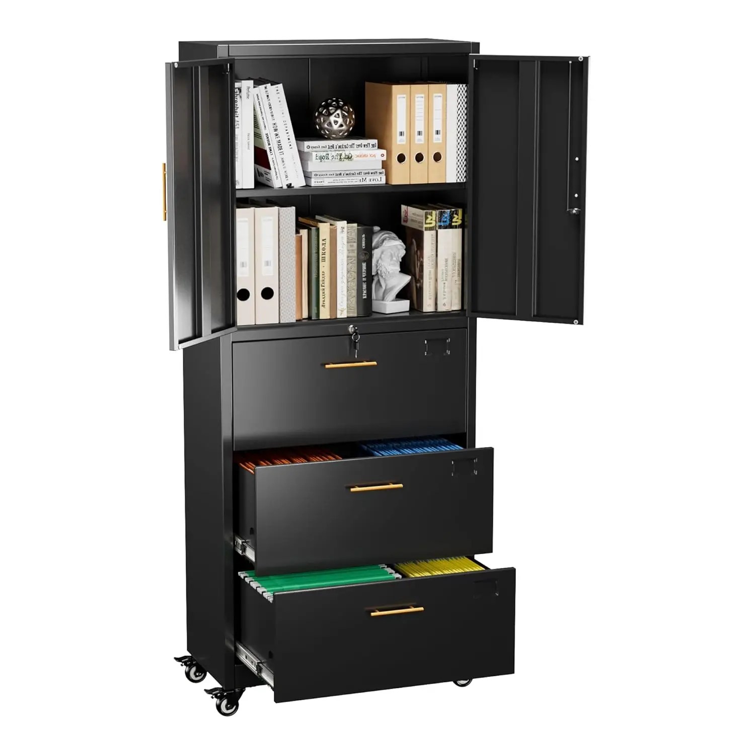 #3 Drawer Metal File Cabinet with Lock & Wheels,Office Storage for Letter/Legal Size,Black,Customized
#3 Drawer Metal File Cabinet with Lock & Wheels,Office Storage for Letter/Legal Size,Black,Customized