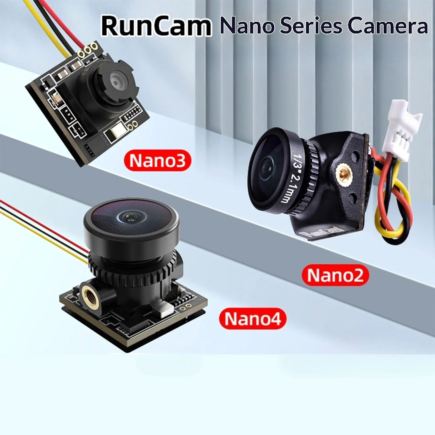 RunCam Nano2/Nano3/Nano4 HD Camera, 14mm Ultralight FPV, Swift 2-inch Racing Drone 2.1mm lens (16:9, non-adjustable)
RunCam Nano2/Nano3/Nano4 HD Camera, 14mm Ultralight FPV, Swift 2-inch Racing Drone 2.1mm lens (16:9, non-adjustable)