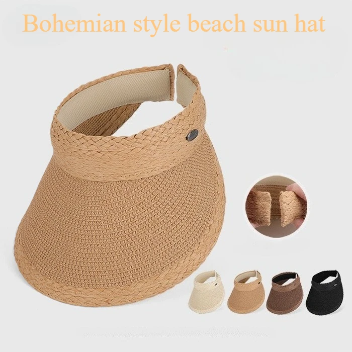 1pcs Women Summer New Visors Hat Foldable Large wide brim Empty Top Straw Hats chapeau femme Beach UV Protection Caps
1pcs Women Summer New Visors Hat Foldable Large wide brim Empty Top Straw Hats chapeau femme Beach UV Protection Caps 