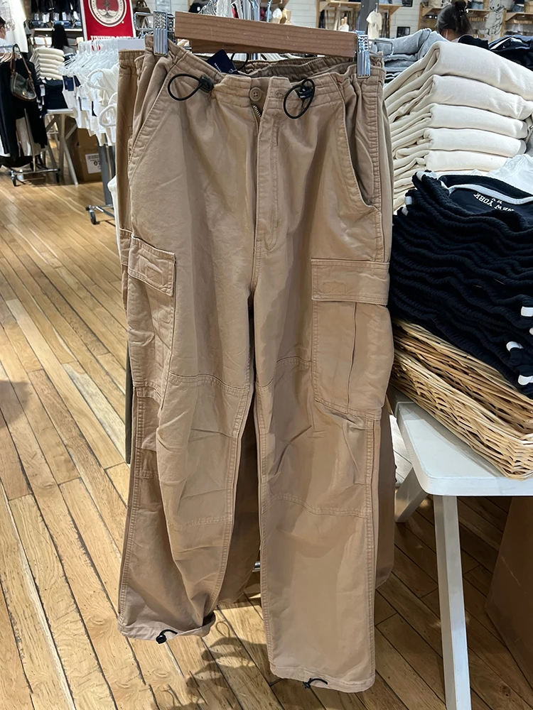 Vintage Khaki Drawstring Cargo Pants Chic Pockets Low Rise Casual Straight Sweatpants Women Harajuku Streetwear Baggy Trousers
Vintage Khaki Drawstring Cargo Pants Chic Pockets Low Rise Casual Straight Sweatpants Women Harajuku Streetwear Baggy Trousers