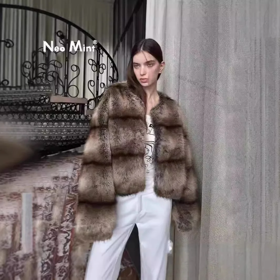 KIDCRKJ Women Winter Artificial Fur Outwear Round Neck Plaid Short Lady Mink Fur Jacket Versatile Chic Female Faux Fox Fur Coat
KIDCRKJ Women Winter Artificial Fur Outwear Round Neck Plaid Short Lady Mink Fur Jacket Versatile Chic Female Faux Fox Fur Coat